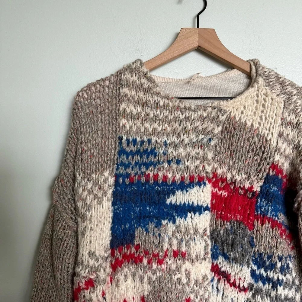 Free People Fireworks Alpaca Wool Blend Chunky Knit Cardigan Sweater